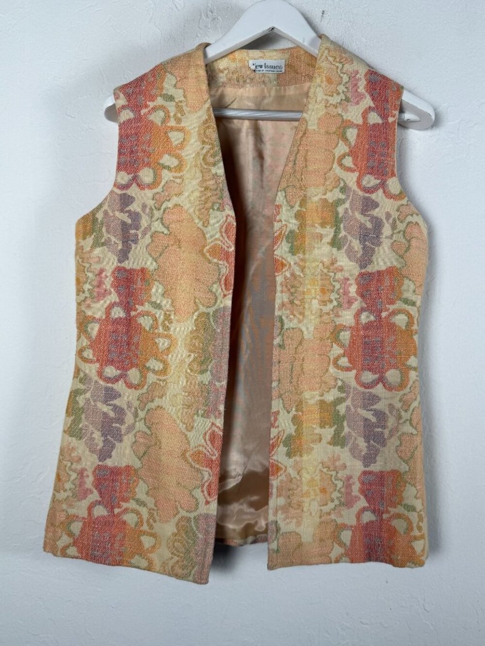 New Issues Vintage Tapestry Floral Vest Union Made USA ILGWU Women's Size 16